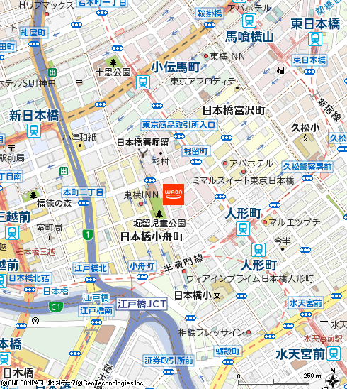 まいばすけっと日本橋堀留町1丁目店付近の地図